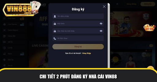 Các thông tin cần điền khi thực hiện đăng ký Vin88