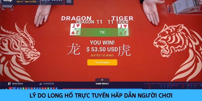 Có nhiều tỷ lệ cược hấp dẫn cho bạn khi chơi Long Hổ online