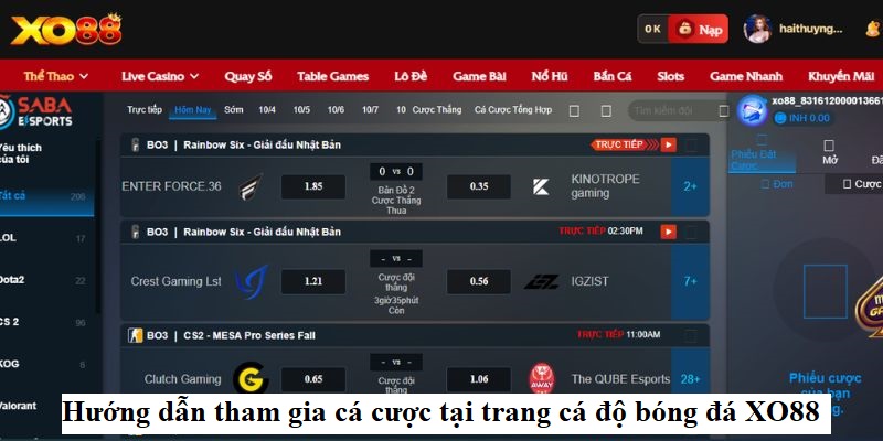Hướng dẫn tham gia cá cược tại trang cá độ bóng đá XO88