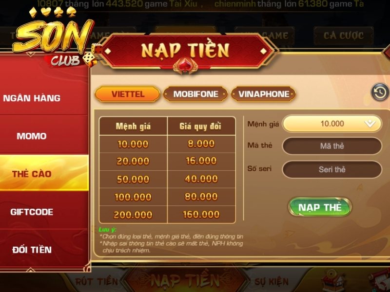 Thao tác nạp tiền đúng chuẩn tại cổng game