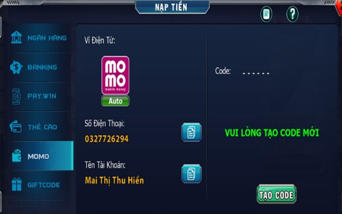 Chọn phương thức nạp tiền phù hợp