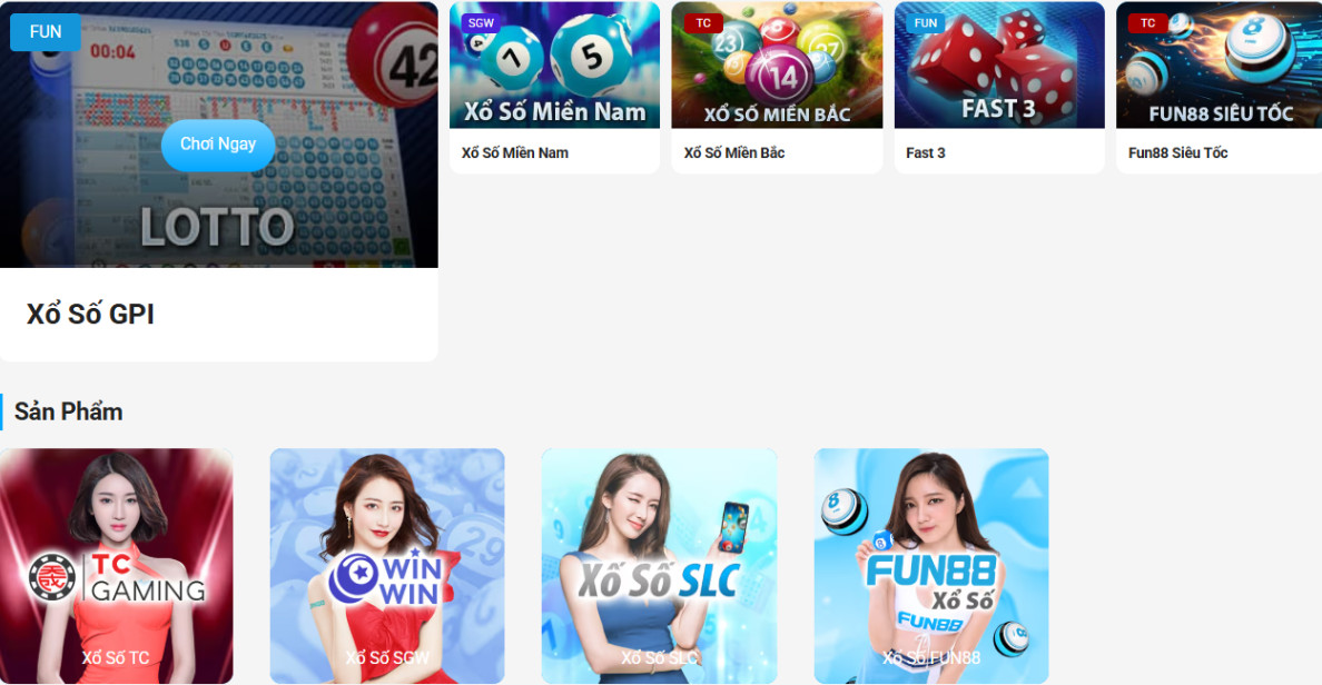 Danh mục trò chơi đa dạng trên Fun88